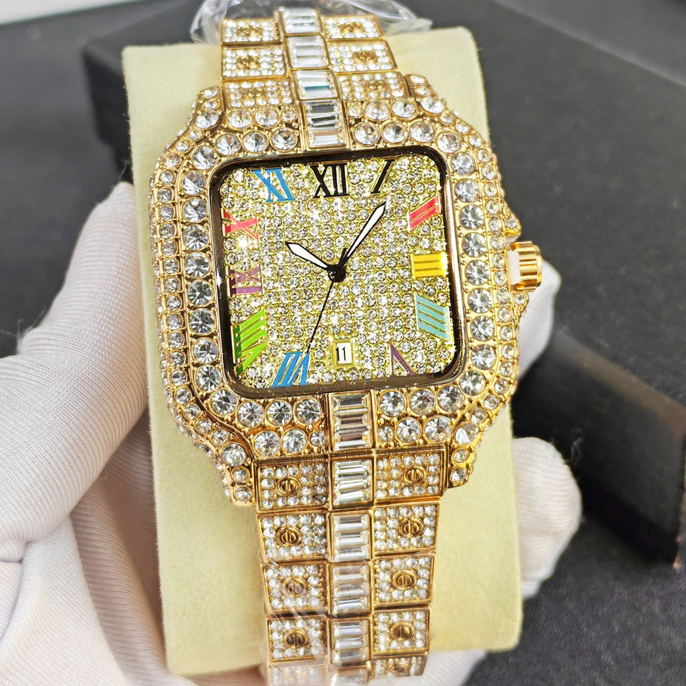 Popular Foreign Trade Watches, Cross-Border Hot Selling Men's Watches, Diamond-Encrusted Hip-Hop Watches, Men's Watches, Luxury Quartz Watches