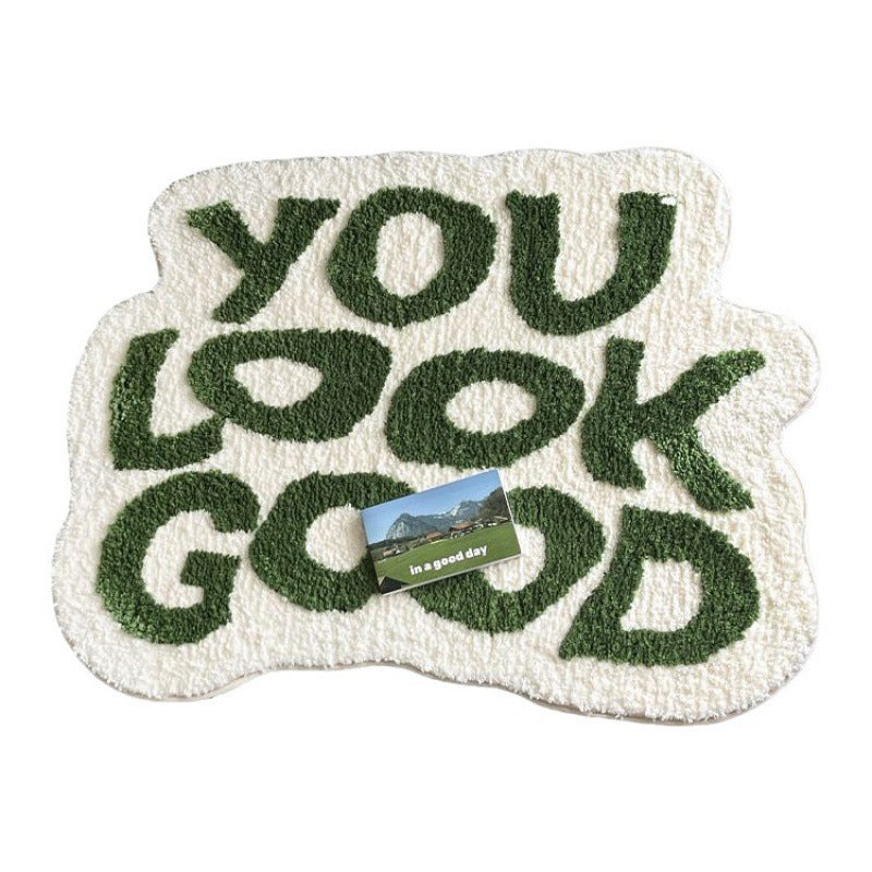 Cross-border Absorbent Non-slip Letter Cashmere Simple Home Decoration Indoor Carpet Floor Mat Bedside Bedroom Room Blanket