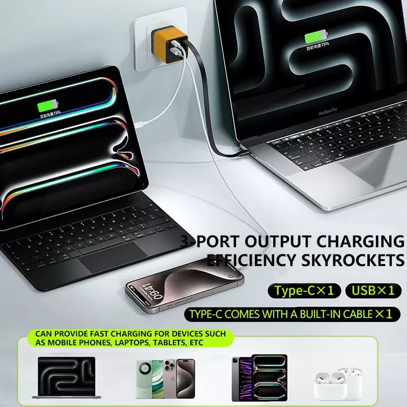 Cross-Border Gallium Nitride Charger Suitable For Apple, Huawei And Xiaomi Mobile Phone Fast Charging Head, Notebook Folding Charging Head