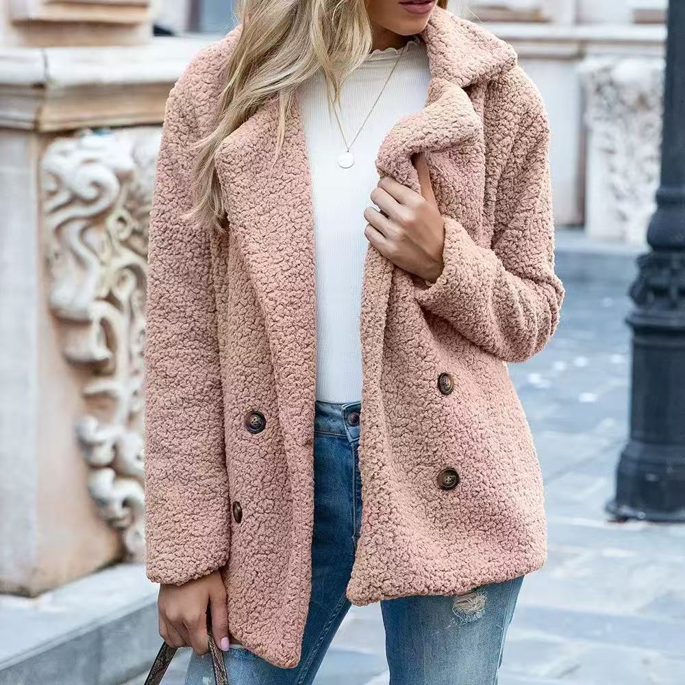 Women's Fashion Winter Coat Lambswool Faux Fur Wool Oversized Stylish Jacket