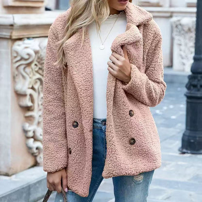 Women's Fashion Winter Coat Lambswool Faux Fur Wool Oversized Stylish Jacket