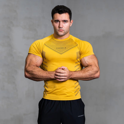 Youngla Men's T-Shirt Sports Fitness Quick-Drying Breathable Elastic Fitness Clothing Jogker Outdoor Running Basketball Clothing