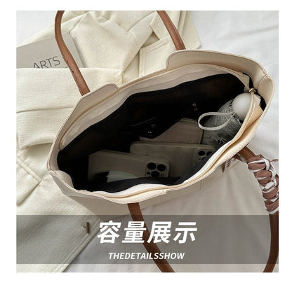 Simple Commuter Large Capacity Bag Women's Korean Fashion Tote Bag Spring And Summer Niche Texte Shoulder Handbag