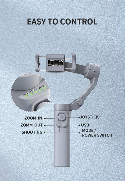 New Three-Axis Mobile Phone Stabilizer Smart Foldable Anti-Shake Pocket Folding Handheld Wireless Pan/Tilt Factory Wholesale