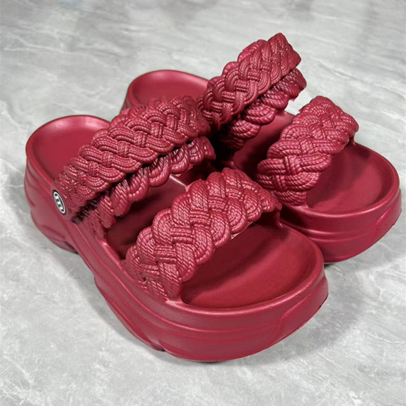 7CM Thick Slippers 2025 New Women's Fashion Trendy Cyber Songcake Wedge Fairy Style Student Sandals