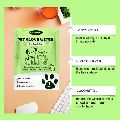 Yegbong Pet Cleaning Disposable Gloves No Bath Cleaning Gloves For Cleaning Cat And Dog Dirt And Odor