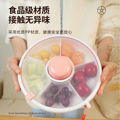 Round Rotating Lunch Box With Lid Can Carry Children&#039;s Snacks Out Rotating Fruit Plate Sealed Dried Fruit Plate Moisture-proof