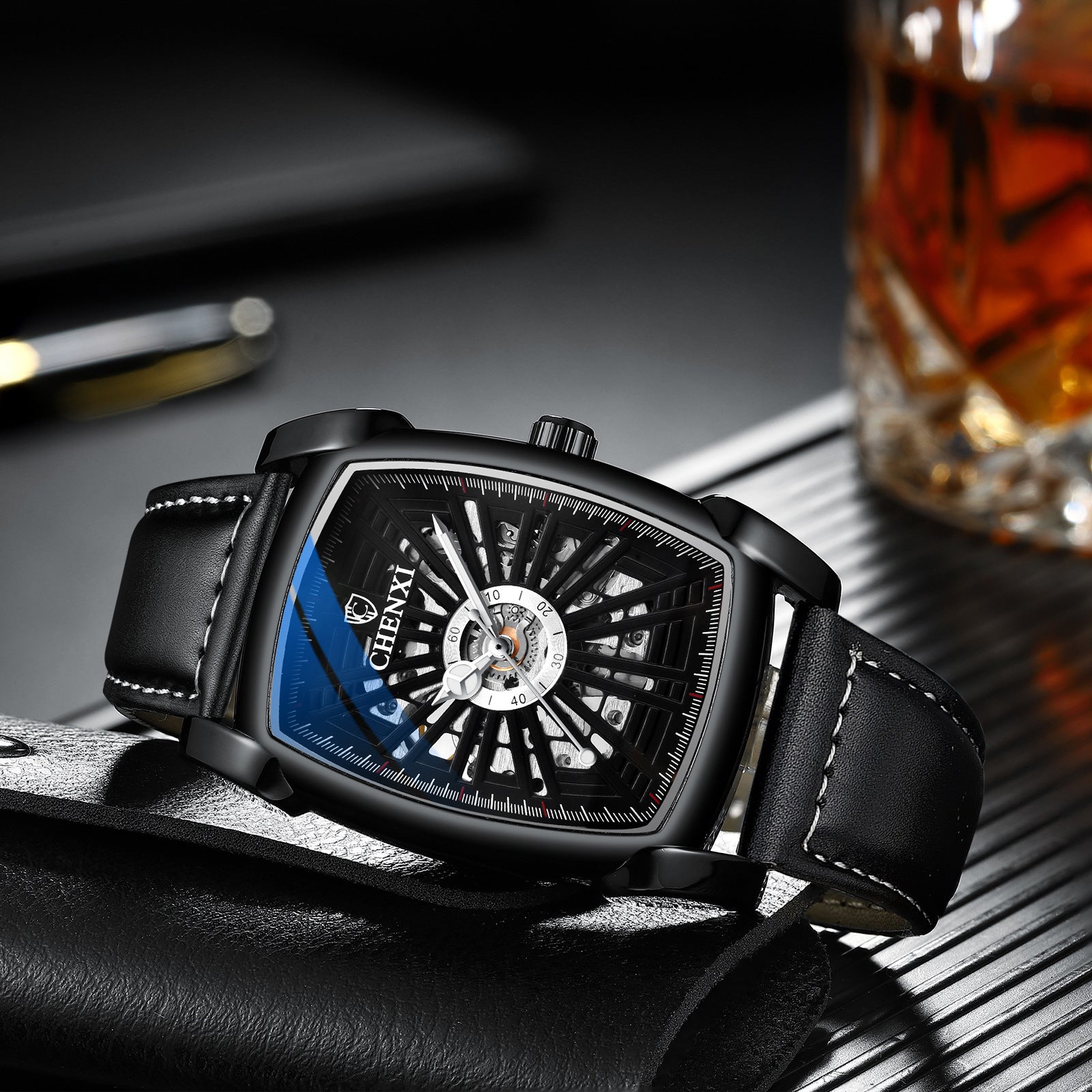 CHENXI Brand Watches Wholesale Automatic Mechanical Watches Men's Tremolo Explosions Square Hollow Mechanical Watches