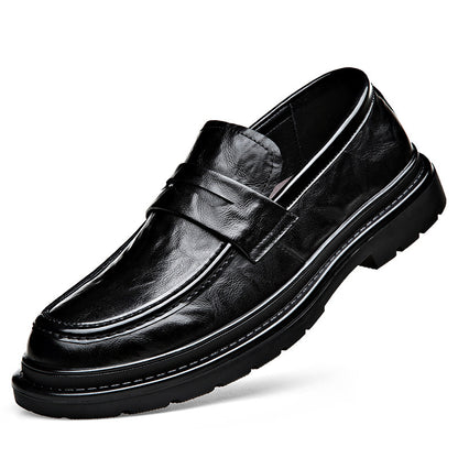 Formal Leather Shoes 2025 New Fashion Men's Shoes Convenient One-Leg Business Outing High-Bottom Thick-Soled Casual Shoes