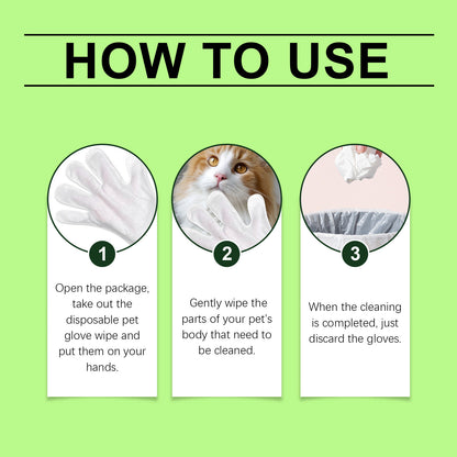Yegbong Pet Cleaning Disposable Gloves No Bath Cleaning Gloves For Cleaning Cat And Dog Dirt And Odor
