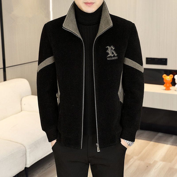 Autumn And Winter New Spliced ​​Woolen Coat Short Casual Versatile Men's Coat Trendy Fashion Men's Clothing