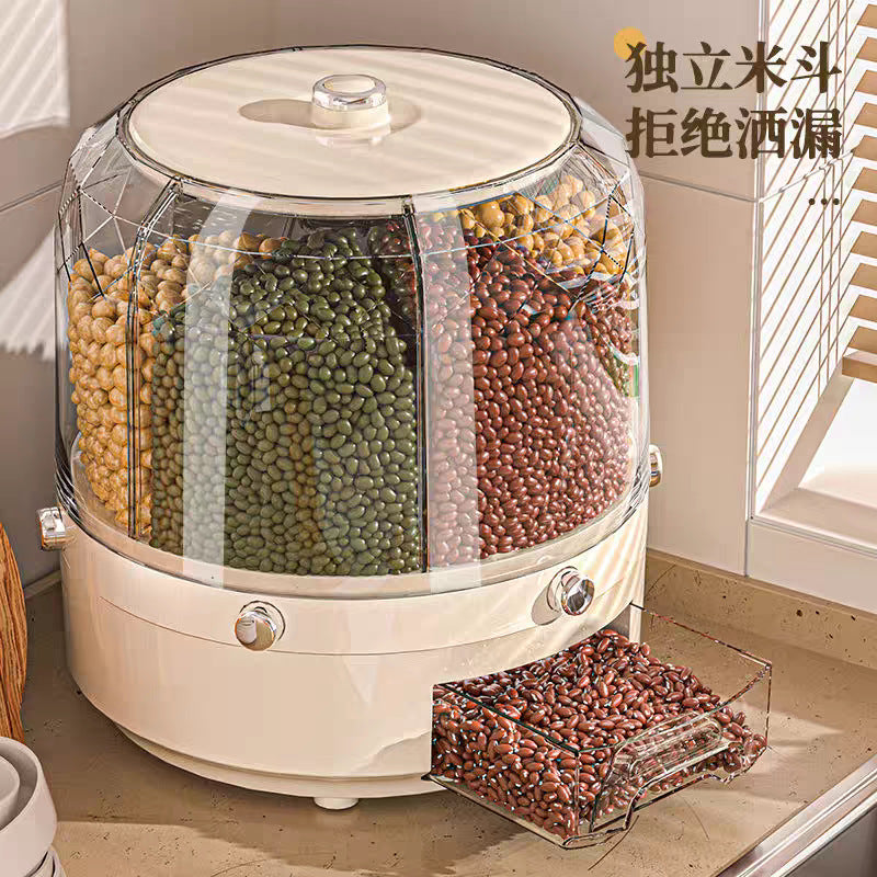 Plastic Rice Bucket Rotating Packaging Accessible Luxury Rice Bucket Storage Box Household Insect-Proof And Moisture-Proof Sealed Rice Storage Box Rice Cylinder
