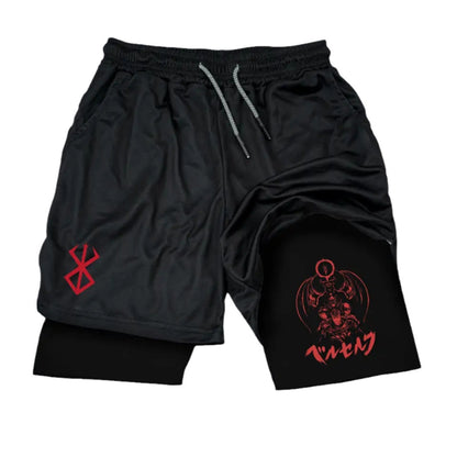 Cross-Border Export Manufacturer Shorts Anime Series Printed Double-Layer Fitness Sports 2025 Spring New Casual Pants