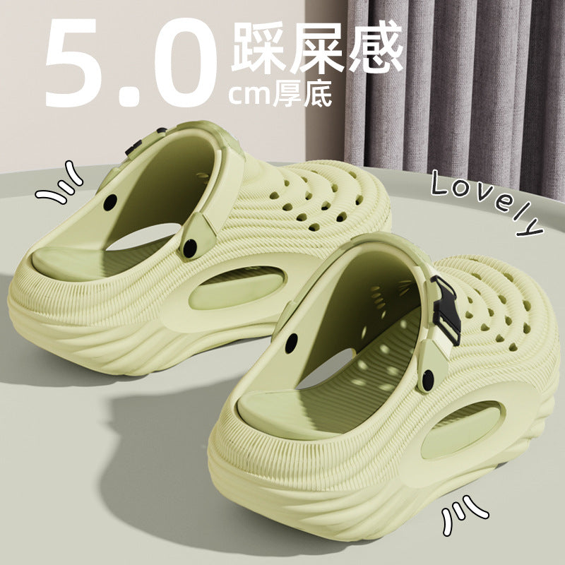Cross-border Garden Shoes Men's Cave Shoes Summer Outer Wear Baotou Drag Shit Sense Driving Casual Platform Beach Sandals