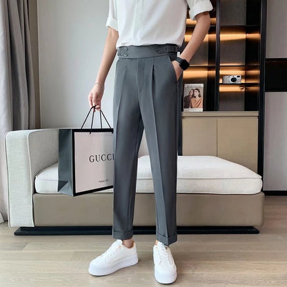 Source Manufacturers Homemade Men's Naples British Vertical High Waist Straight Pants Summer Casual Pants Fashion Pants