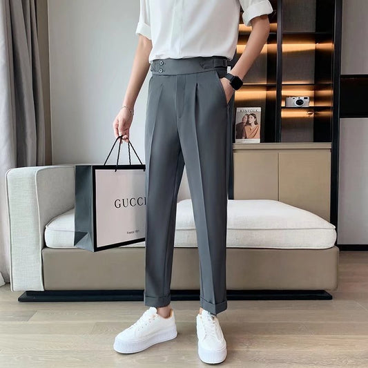 Source Manufacturers Homemade Men's Naples British Vertical High Waist Straight Pants Summer Casual Pants Fashion Pants