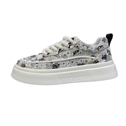 Men's Shoes 2025 New Trendy Rhinestone Men's Sneakers Summer Breathable Versatile Thick-Soled Men's Casual Shoes