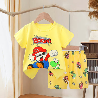Pajamas For Kids Kidsren's Clothing New Kidsren's Summer Pajamas Thin Cute Cartoon Short-Sleeved Shorts Set