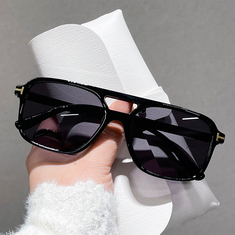 Lightweight Double Beam Marine Sunglasses New Driving Sunshade Glasses Cross-border Fashion Box Sunscreen Sunglasses