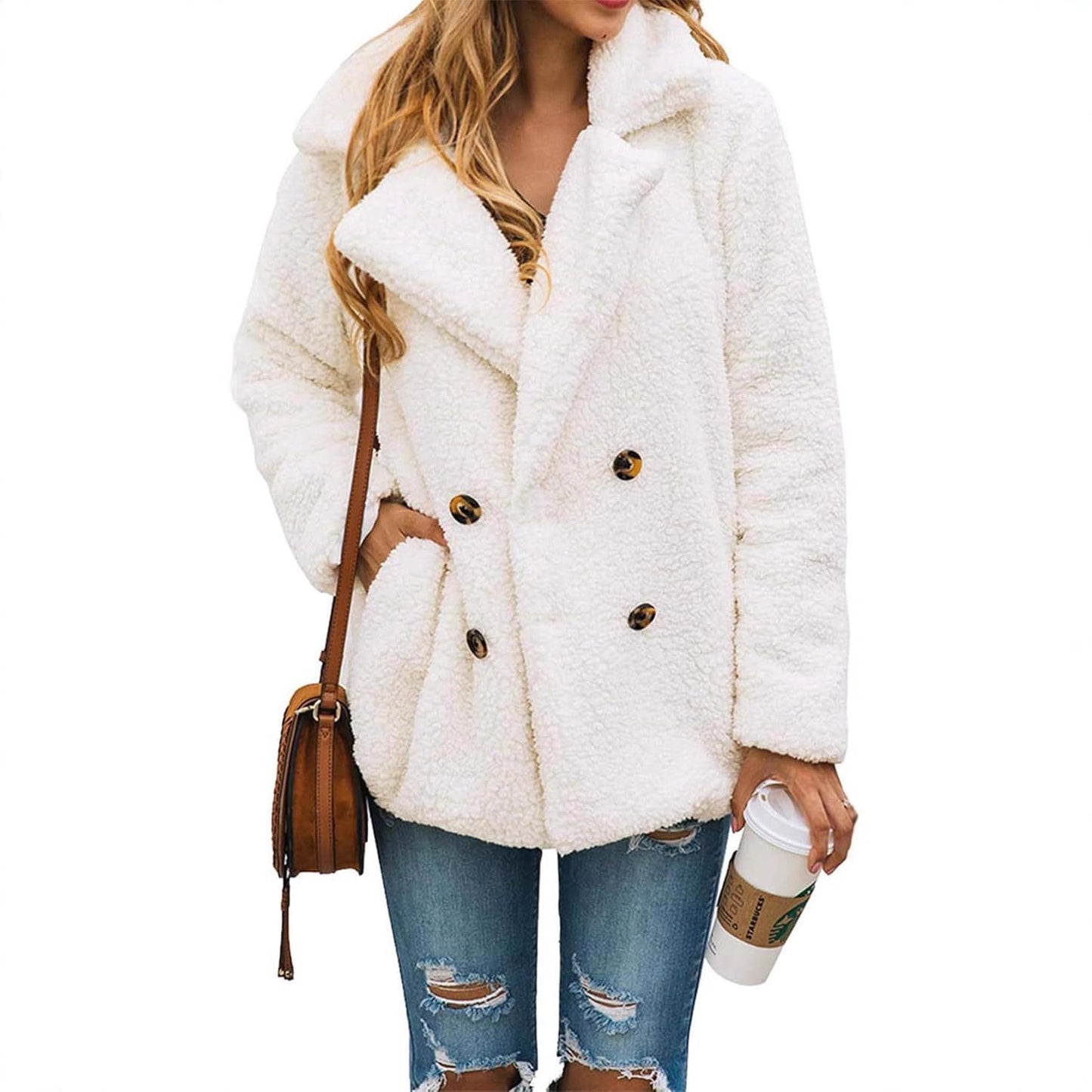 Women's Fashion Winter Coat Lambswool Faux Fur Wool Oversized Stylish Jacket