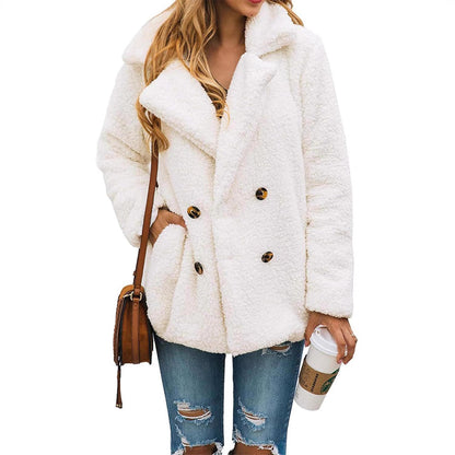 Women's Fashion Winter Coat Lambswool Faux Fur Wool Oversized Stylish Jacket