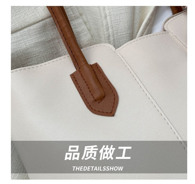 Simple Commuter Large Capacity Bag Women's Korean Fashion Tote Bag Spring And Summer Niche Texte Shoulder Handbag