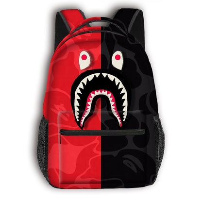 New Shark Full Print Student Schoolbag Large Capacity Cartoon Trendy Backpack Children's Fashion Backpack Cross-border Hot