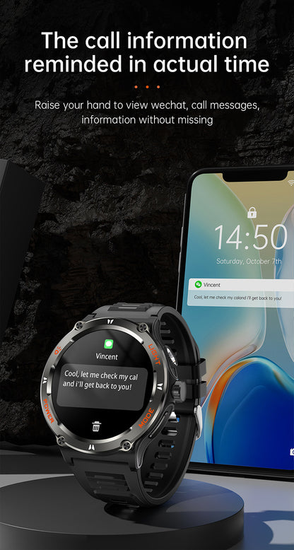 Cross-Border Kt76 Smart Watch Heart Rate Compass Flashlight Bluetooth Call Pedometer Sports Watch Smart Bracelet