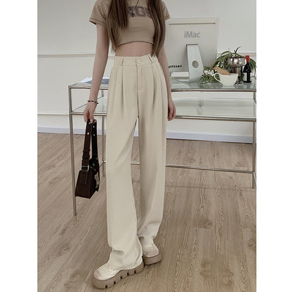 Wholesale 2025 Black Suit Pants Elastic Waist Slim Casual Pants Summer Loose Wide Leg Pants High Waist Drape Pants