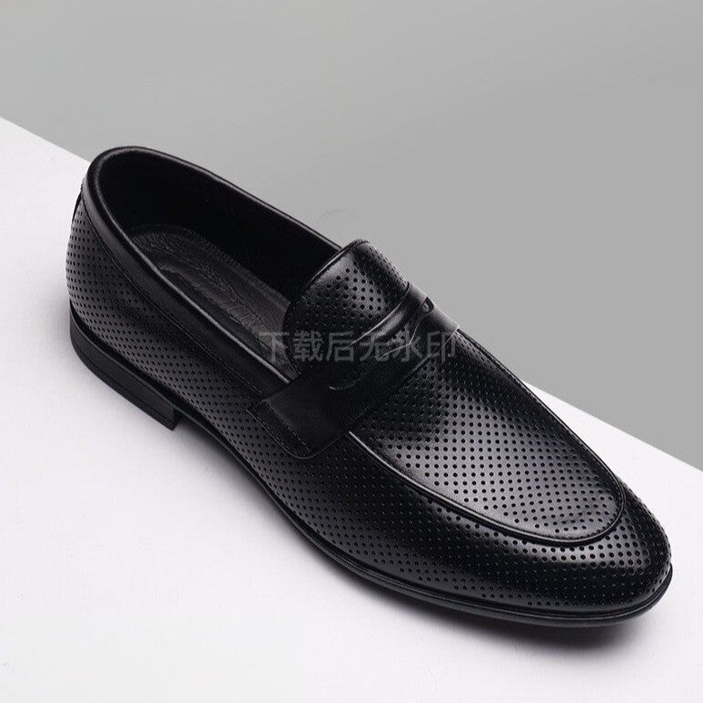 Spring And Summer New Fashion All-match Beans Shoes Slip-on Loafers Casual Fashion Men's Leather Shoes Breathable Dad Shoes
