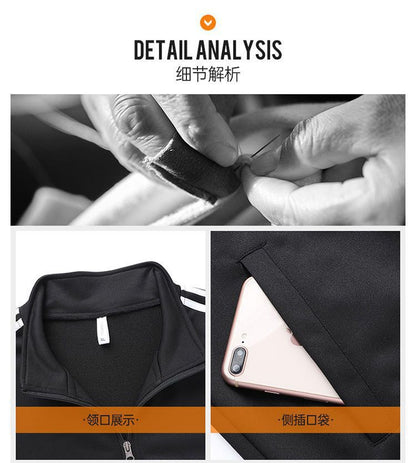 Sportswear Suit Men's And Women's Stand Collar Running Clothes Spring And Autumn Long Sleeve Morning Running Two-piece Suit Versatile Internet Celebrity Slim Fit Couple Style