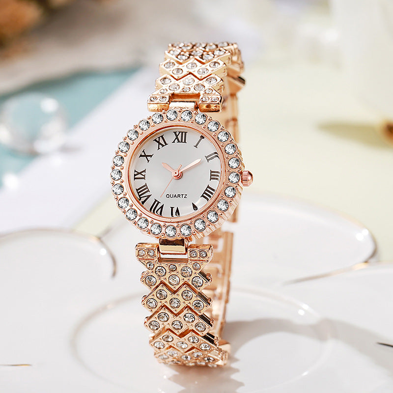 Foreign Trade Explosions Fashion Roman Pattern Diamond Women's Watch Women's Watch Quartz Watch Bracelet Women's Watch Manufacturers In Stock