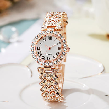 Foreign Trade Explosions Fashion Roman Pattern Diamond Women's Watch Women's Watch Quartz Watch Bracelet Women's Watch Manufacturers In Stock