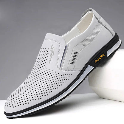2025 Spring And Autumn Large Size Men's British Leather Shoes Men's White Leather Shoes Slip-On Men's Shoes Leather Shoes Autumn Men's Casual
