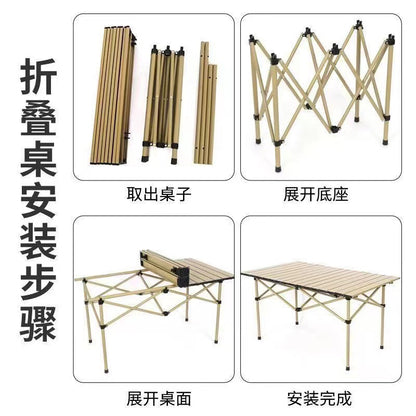 Wholesale Outdoor Folding Table Metal Egg Roll Table Portable Camping Picnic Table Stall Table Camping BBQ Self-driving Tour