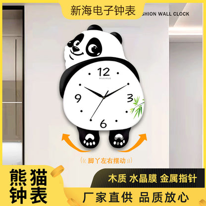 Internet Celebrity Panda Wall Clock Modern Home Living Room Wall Clock Creative Restaurant Cute Decorative Wall Clock Swing Wall Watch