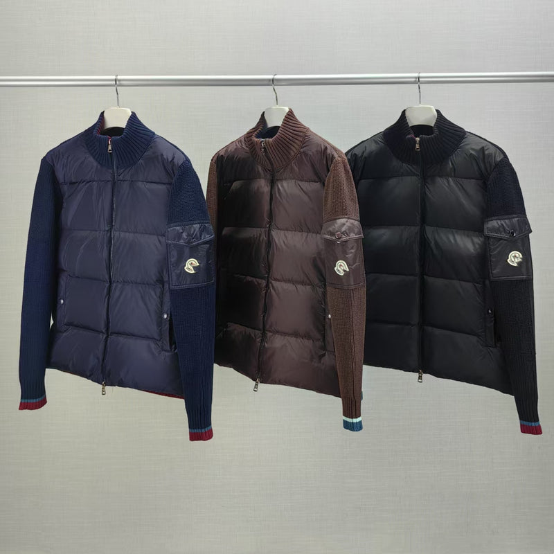 2025 Autumn And Winter New Original Standard Mongolian Badge Embroidered Logo Splicing Sweater Sleeve Stand Collar Down Jacket Jacket For Men And Women