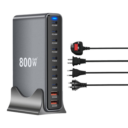 800W Gallium Nitride Charging Station USB Fast Charging Pd140W High Power Desktop Charging 8C2A10 Port Charger Flash Charging