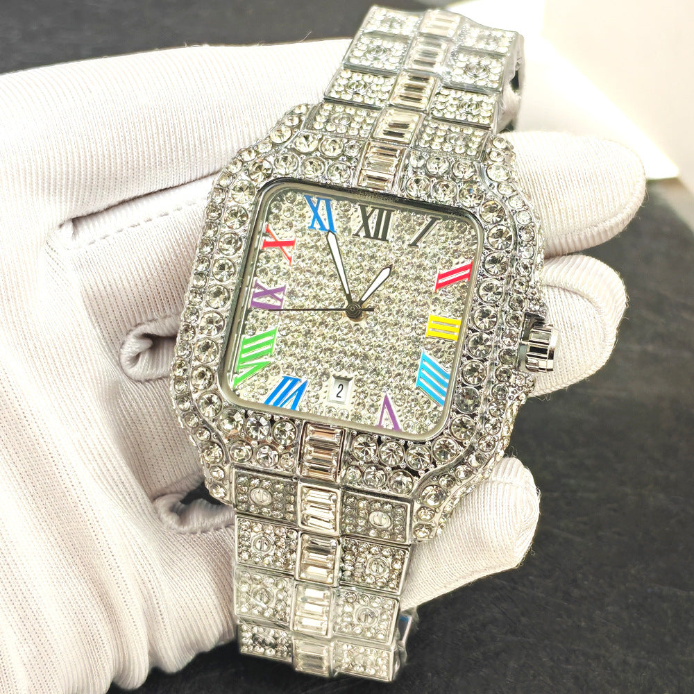 Popular Foreign Trade Watches, Cross-Border Hot Selling Men's Watches, Diamond-Encrusted Hip-Hop Watches, Men's Watches, Luxury Quartz Watches