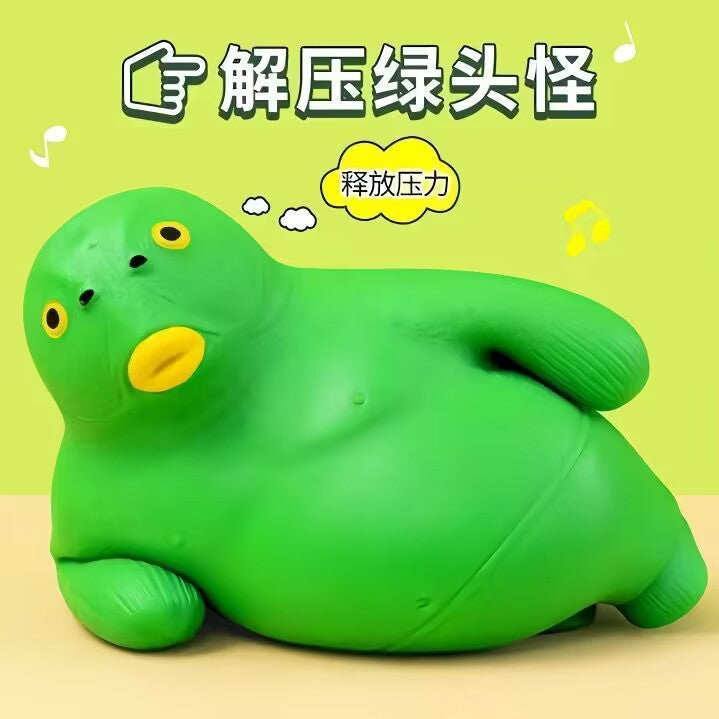 Douyin Same Style Dull Head Fish Gorilla Green Head Monster Pinch Music Decompression Monster Green Head Fish Toy Vent Artifact