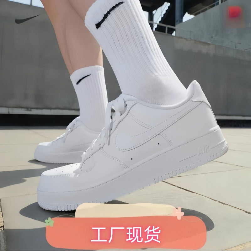 Original Pure White Air Force One Af1 Black Warrior Men's And Women's Classic Low-Top White Shoes Couple Casual Sports Sneakers