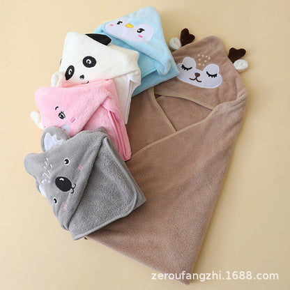 Coral Fleece Children's Cloak Bath Towel Newborn Bath Towel Bath Towel Cute Cartoon Cloak Bathrobe