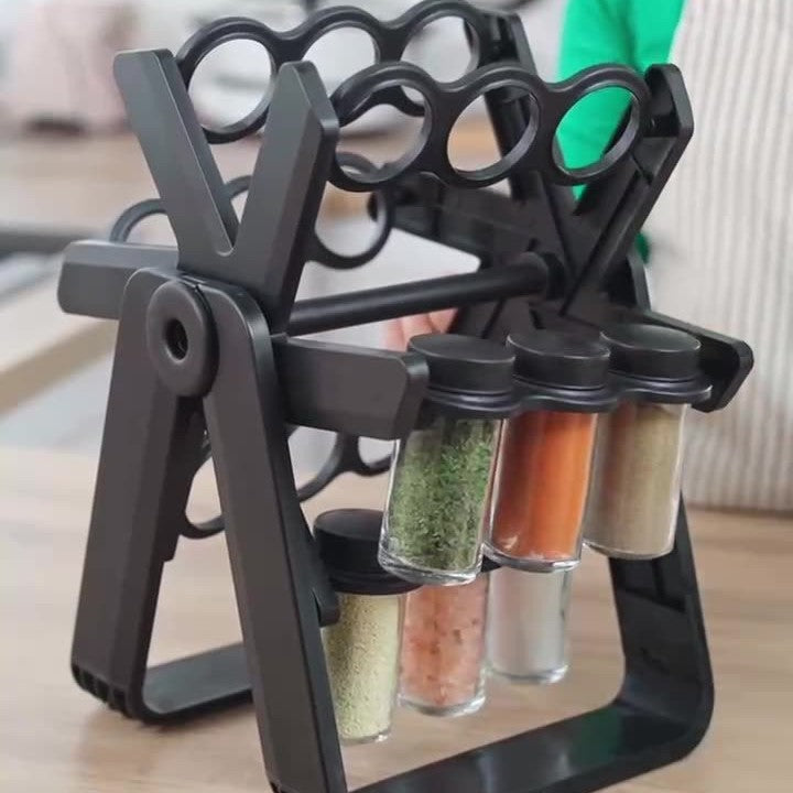 Cross Border With Bottle 18 Jar Ferris Wheel Rotating Glass Seasoning Rack Suit Seasoning Bottle Seasoning Spice Jar Seasoning Bottle