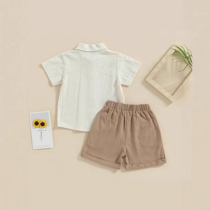 Baby Clothes Class A Summer Boys One-Year-Old Split Suit Cute Summer Top 0-150.00g Piece Set Summer Thin Guofeng