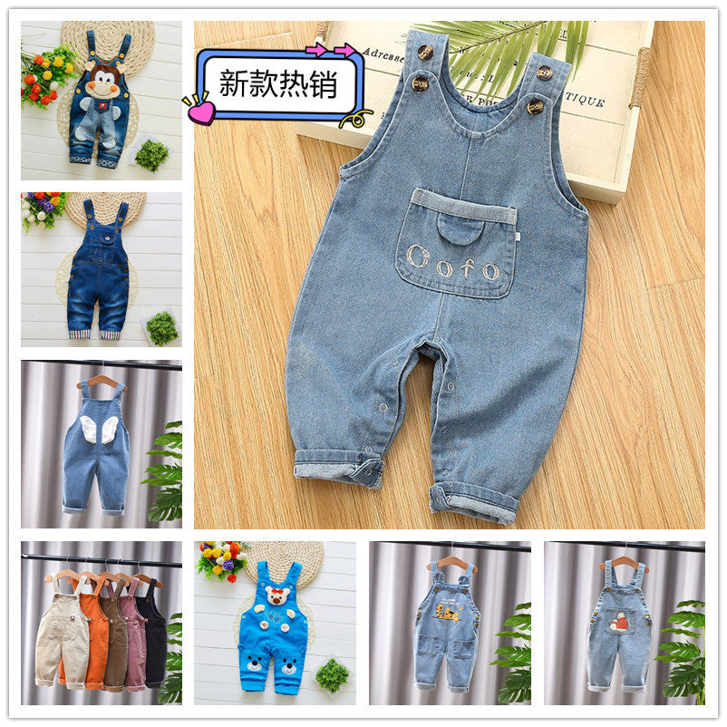 Cross-Border Export 2025 Kidsren's Pants Boys And Girls Pants Kidsren's Overalls Jeans Baby Jumpsuits Kidsren's Clothing