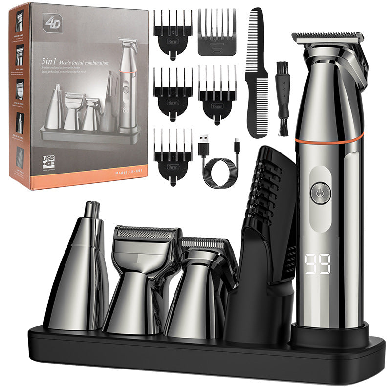 Cross-border Waterproof Electric Shaver Household Men's Hair Clipper Multifunctional Electric Hair Clippers Nose Hair Set Wholesale