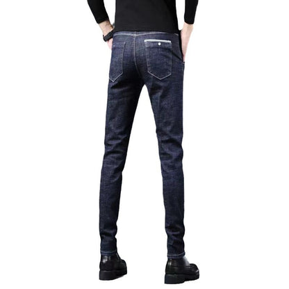 Jeans Men's Spring Jeans Slim-fit Small Foot Trendy Brand Elastic Slim Look Summer Men's Spring Long Pants Men's Cross-border
