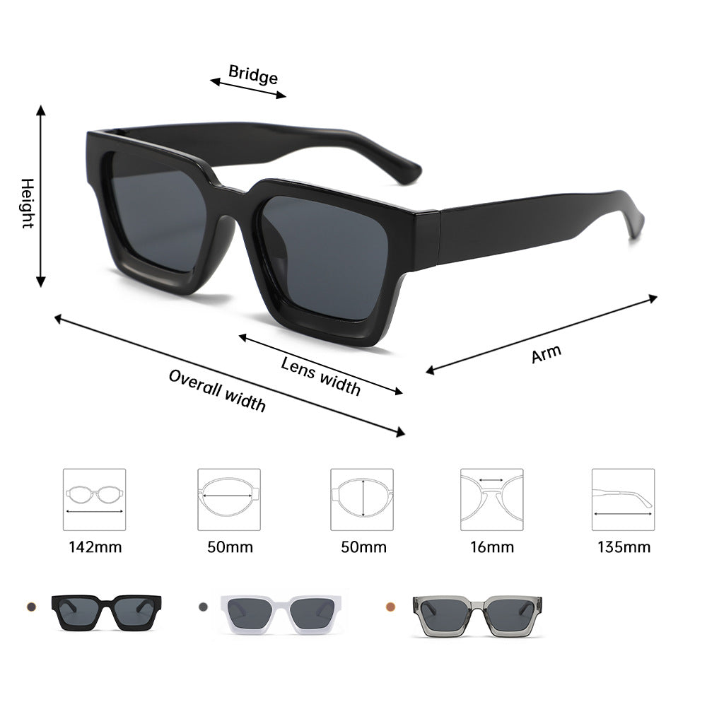 Classic Thick Box Sunglasses Men's Driving UV-resistant Advanced Sense Full Frame Sunglasses Street Photoshoot All-match Sunglasses