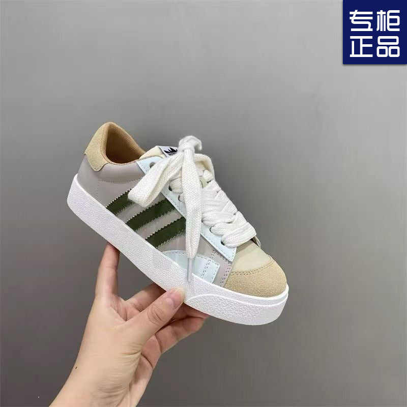 2024 Mint Mambo Dopamine White Shoes Autumn Thick-soled Korean-style Round-toe Breathable Trendy High-value Casual Shoes
