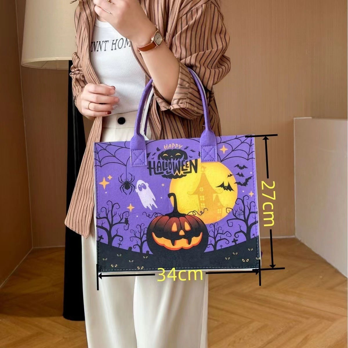 Halloween Felt Bag Handbag Ghost Festival Pumpkin Bag Props Large Capacity Tote Bag Shopping Storage Bag Gift Bag